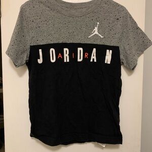 Jordan Short Sleeve Colorblock Tee in Black & Gray with White Jumpman